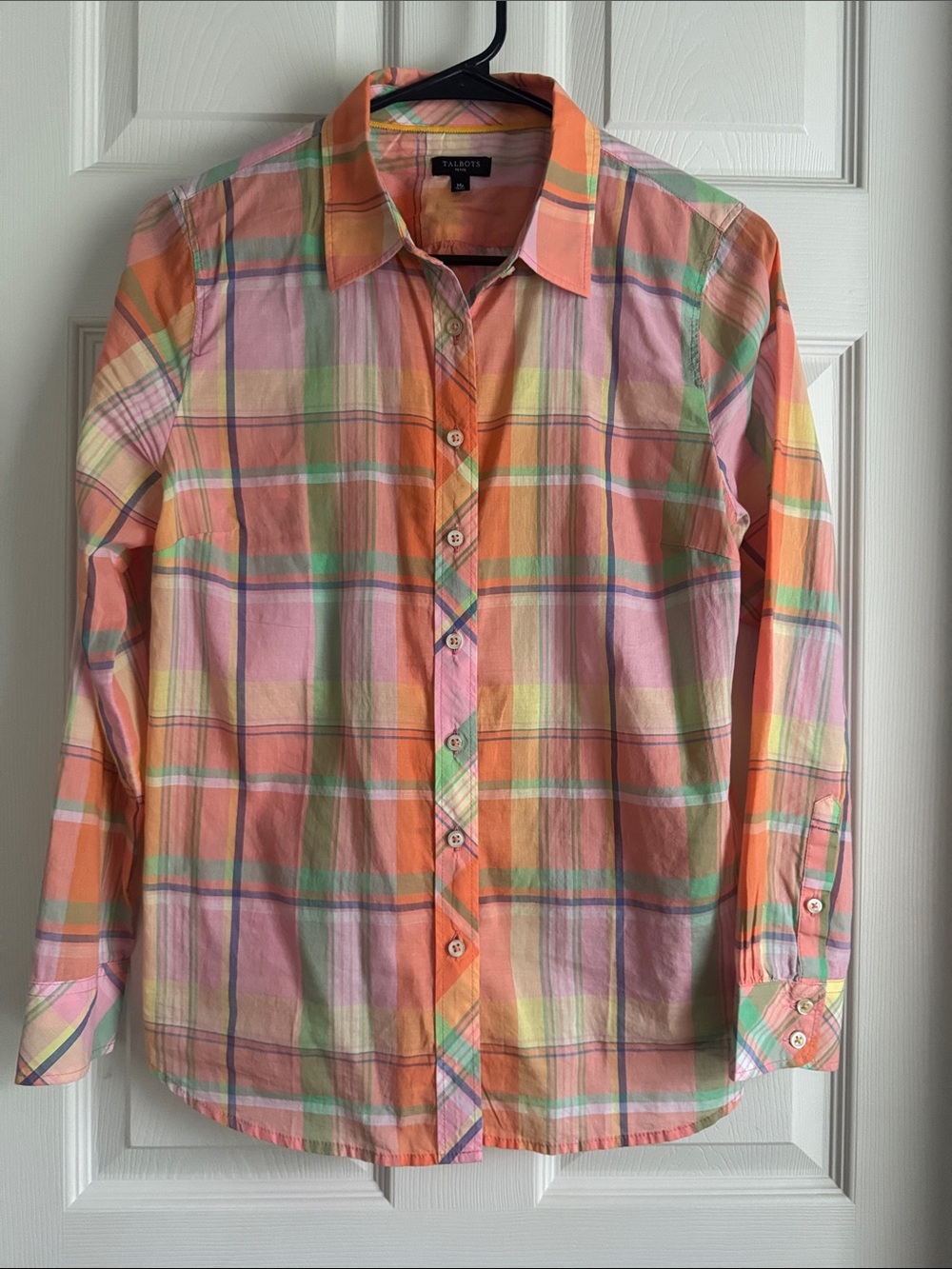 Talbots Madras Plaid Button-Down Shirt - Pastel Multi